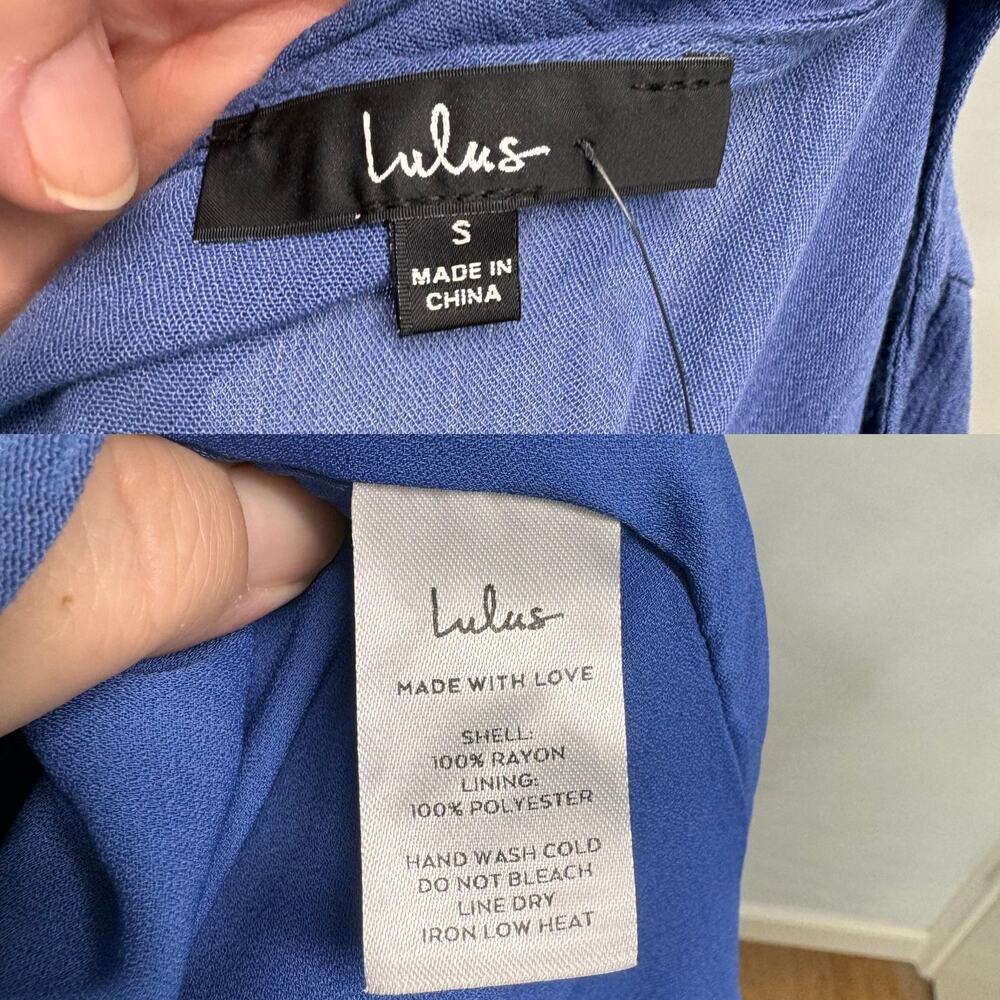 NWT Lulu's Heart of Marigold Dress Blue Wrap Maxi Gauzey Bridesmaid Party Size S - Picture 13 of 14